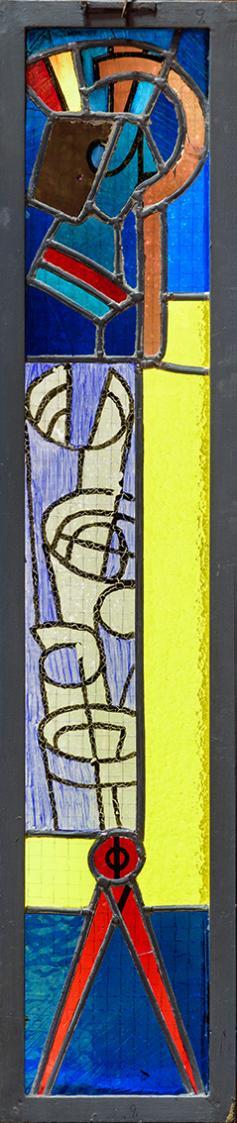 Alfred Wickenburg, Hl. Thomas, 1962, Bleiverglasung, 100 × 20,2 cm, St. Joseph in Greith, Pfarr ...