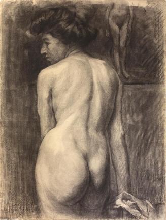 Alfred Wickenburg, Weiblicher Rückenakt, 1909, Kohle auf Papier, Blattmaße (unregelmäßig): etwa ...