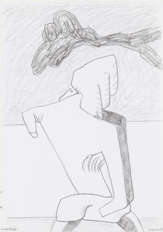 Kurt Hüpfner, Parkbank, 1987, Bleistift auf Papier, kaschiert auf Karton, 29,7 × 21 cm, Privatb ...