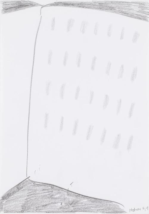 Kurt Hüpfner, Ohne Titel, 1991, Bleistift auf Papier, kaschiert auf Karton, 29,7 × 21 cm, Priva ...