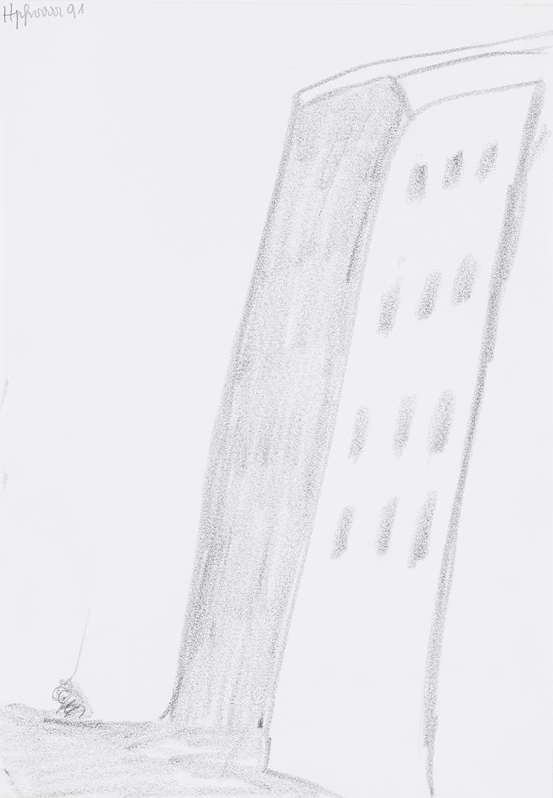 Kurt Hüpfner, Ohne Titel, 1991, Bleistift auf Papier, kaschiert auf Karton, 29,7 × 21 cm, Priva ...