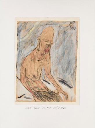Kurt Hüpfner, "Old men ohne river", 1963, Acryl, Deckweiß und Kreide auf Papier, kaschiert auf  ...